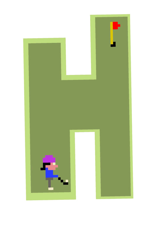 "H" 8-bit Putt-Putt Sticker